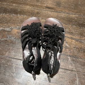 Girls black blowfish fringe sandal